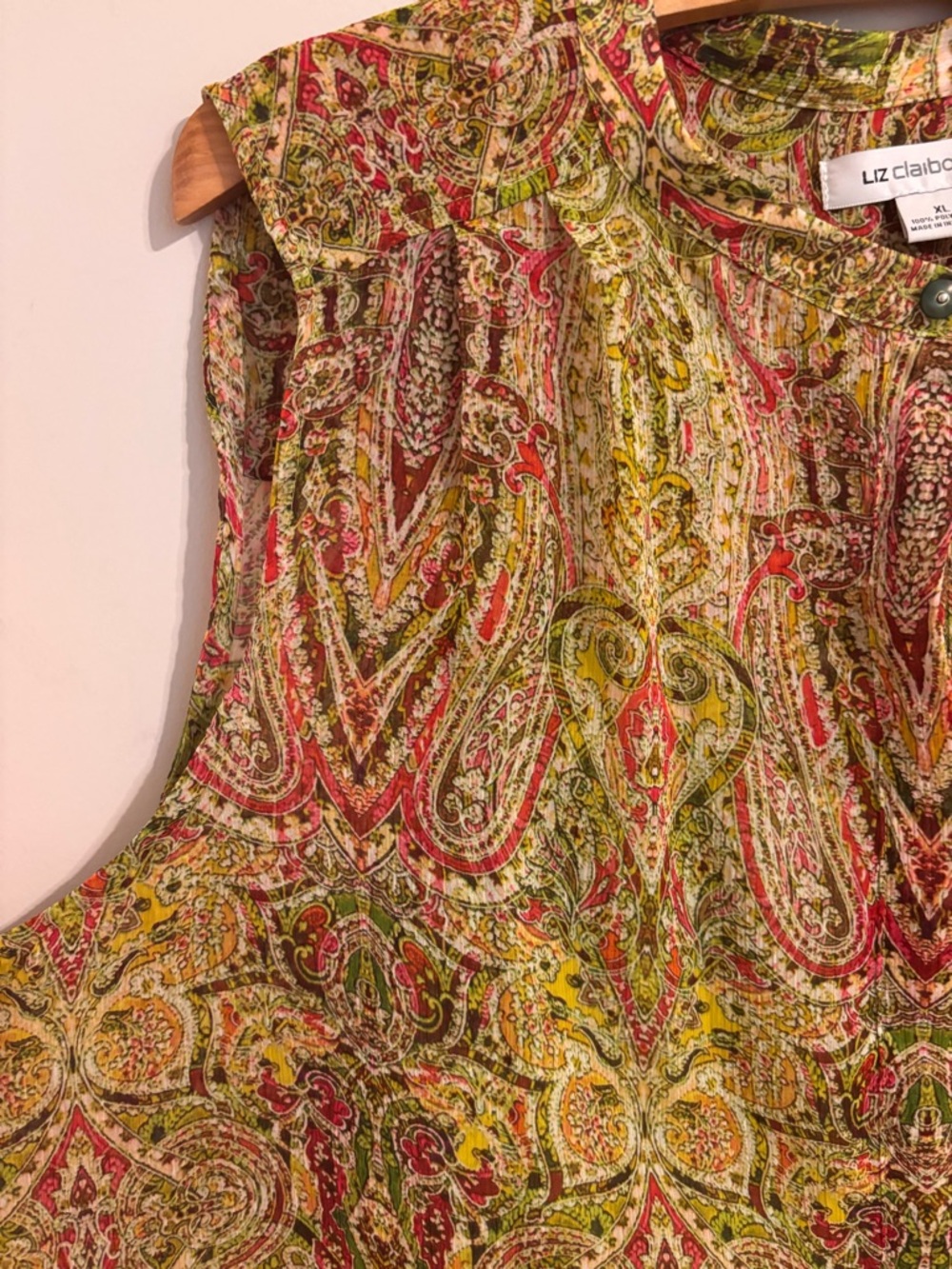 Liz Claiborne sleeveless semi sheer paisley-print top with camisole - Picture 5 of 8